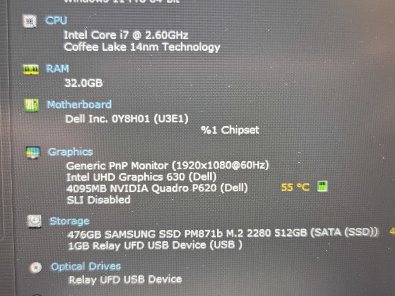 Dell Precision 3541| i7-9750H| 32GB DDR4| Quadro P620| 512GB NVMe β Lap200
