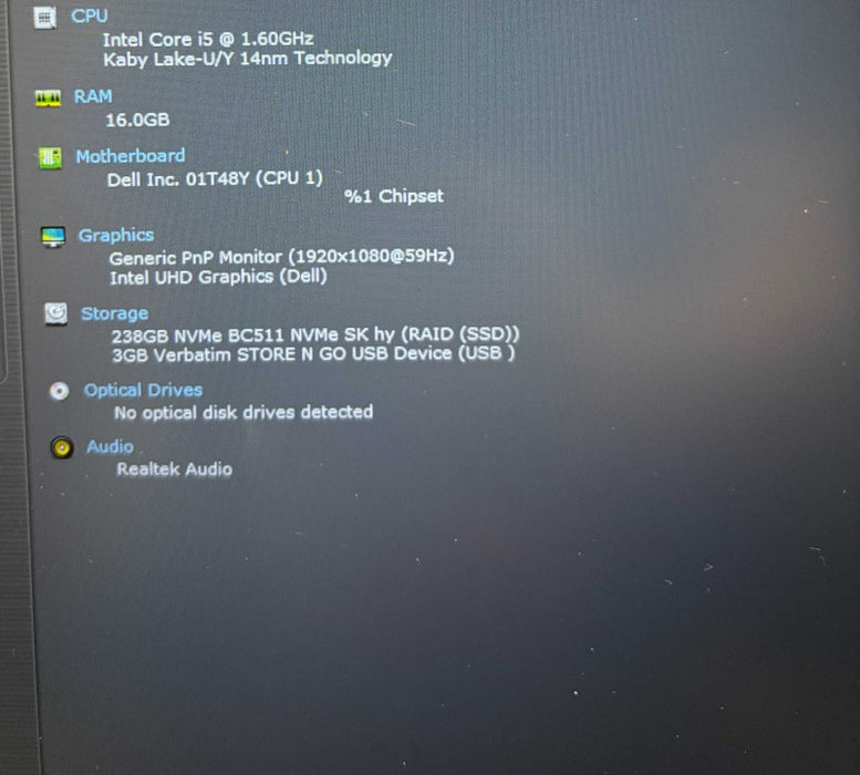 Dell Latitude 3510 Intel Core i5- 10210U@1.6GHz 16GB RAM 256GB SSd  Lap200