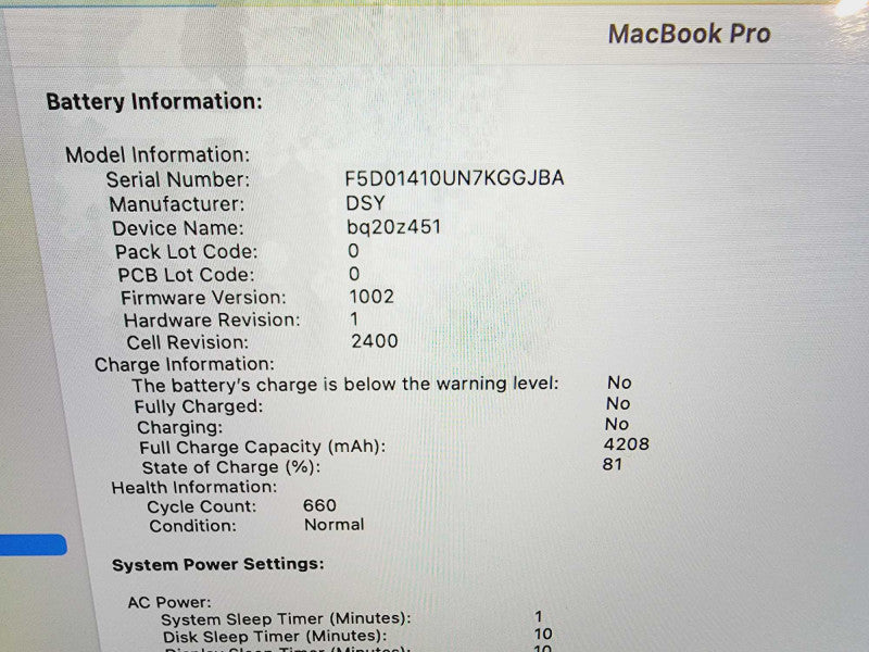 Apple Macbook Pro 2020 13" 4-Core i5-8257U @ 1.4GHz 8GB DDR3 250GB SSD (