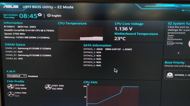 Intel Core i3-6100 | ASUS B150M-C | 16GB RAM | NO HDD | 500W PSU  %