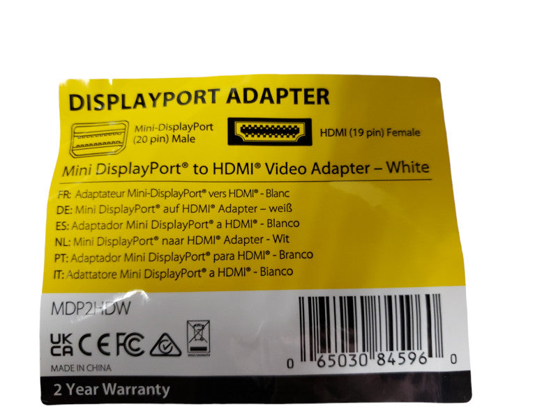 StarTech Mini DisplayPort to HDMI Video Adapter Converter M/F White (MDP2HDW Q