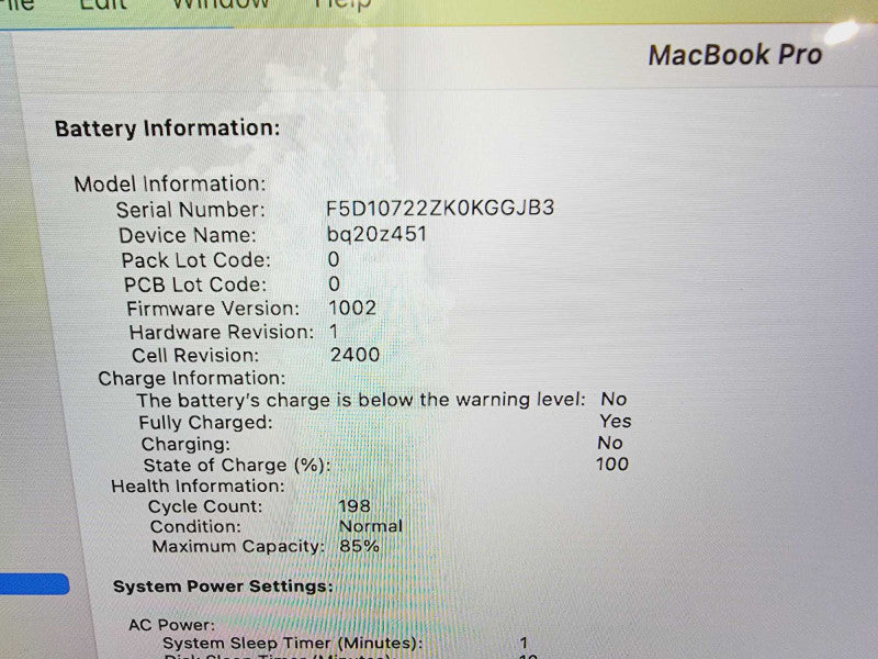 Apple Macbook Pro 2020 13" 8-Core M1 @ 3.2GHz 8GB Ram 256GB SSD (