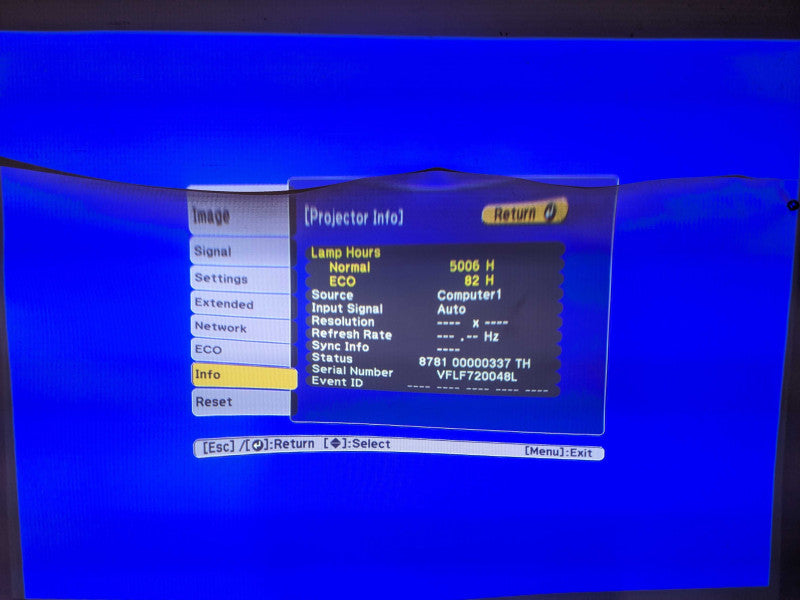 Epson PowerLite 530 3LCD HDMI Short Throw Projector H673A, Lamp Hour: 5006Hrs