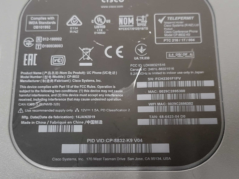Cisco CP-8832-K9 IP Conference Phone ONLY, read Q_