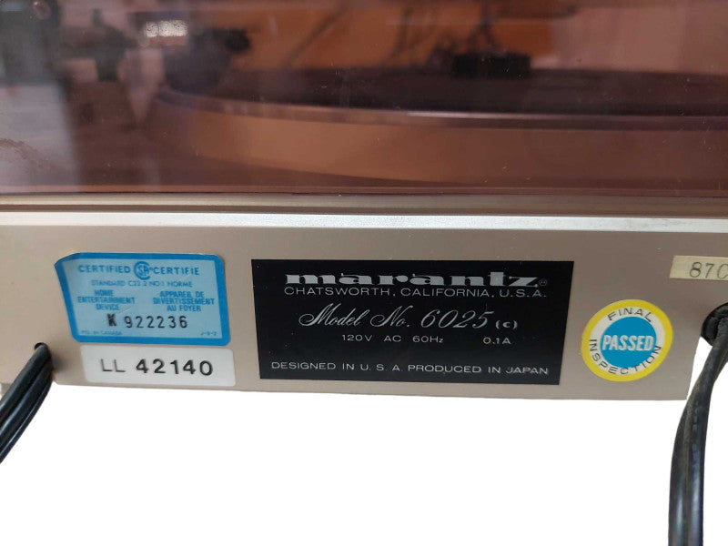 Marantz Record Player Belt Drive Model: 6025 =