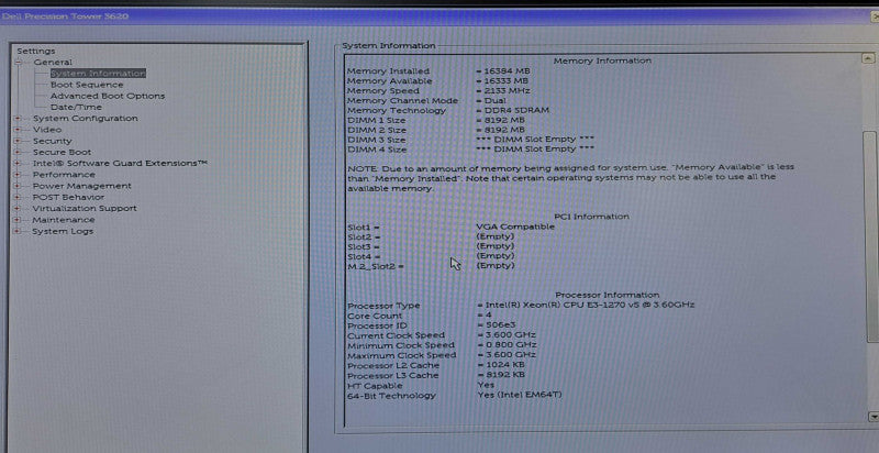 Dell Precision T3620 | Xeon E3-1270 v5 @ 3.60GHz 4C, 16GB DDR4, 2TB HDD, W5100 GPU