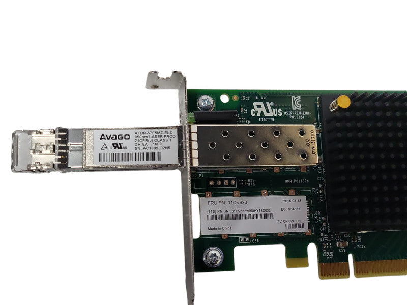 Lenovo Emulex 01CV833 Single Port 16Gb FC HBA w/ AVAGO AFBR-57F5MZ-ELX, LP _
