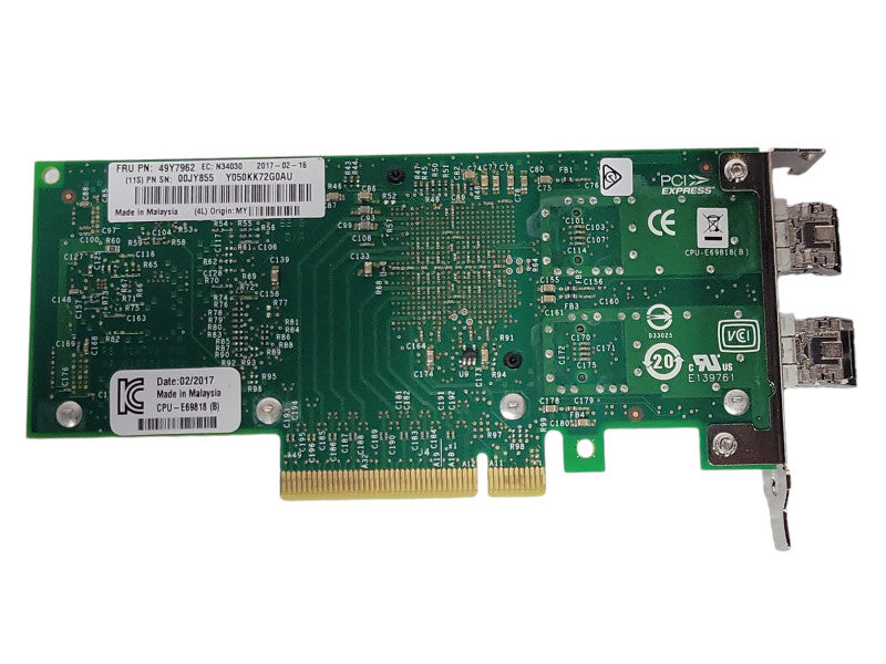 IBM Intel X520-DA2 49Y7962 10G DualPort Network Adapter w/SFP's low profile _