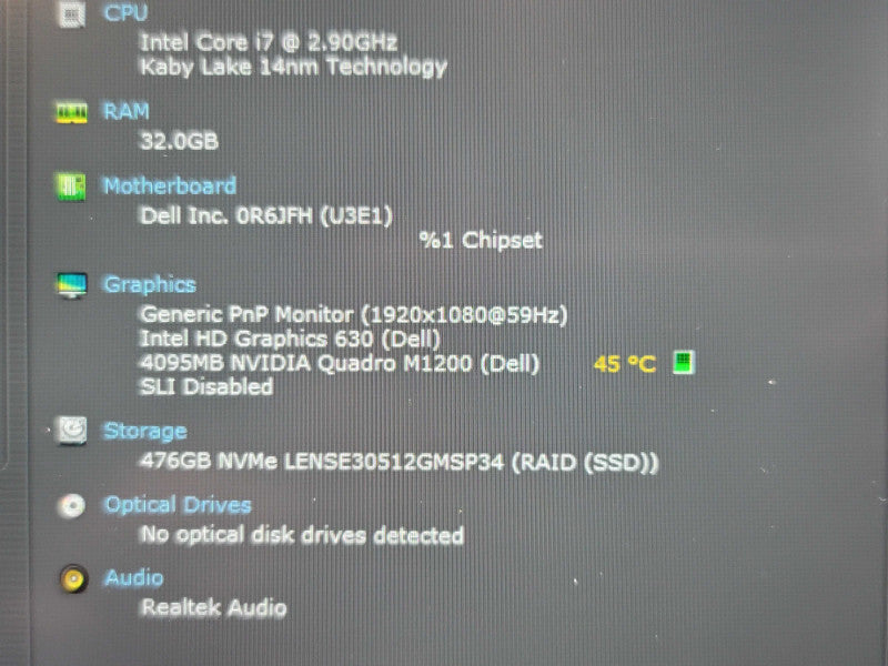 Dell Precision 5520| i7-7820HQ| 32GB DDR4| Quadro M1200| 512GB SSD  β Lap200