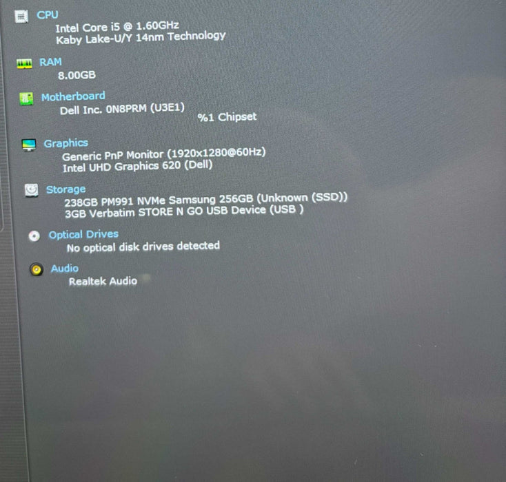 Dell Latitude 7200 2-in-1 TOUCH i5-8365U 8GB RAM 256GB SSD No Power Adapter! Q Lap200