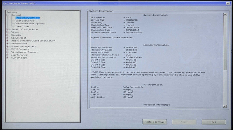 Dell Precision Tower 3620, Xeon E3-1270 v5 3.60GHz, 16GB DDR4, 2TB HDD, W5100
