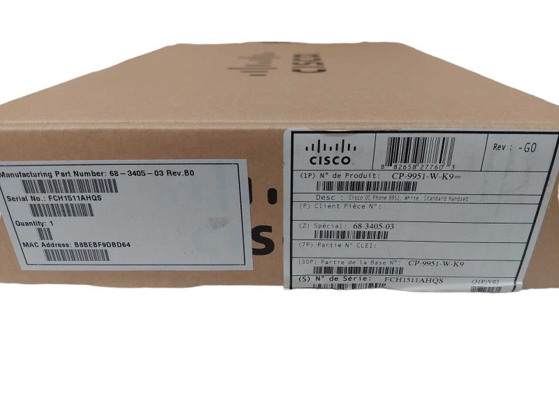 Cisco UC Phone 9951 White / Standard Handset Model: CP-9951-W-K9 Q=
