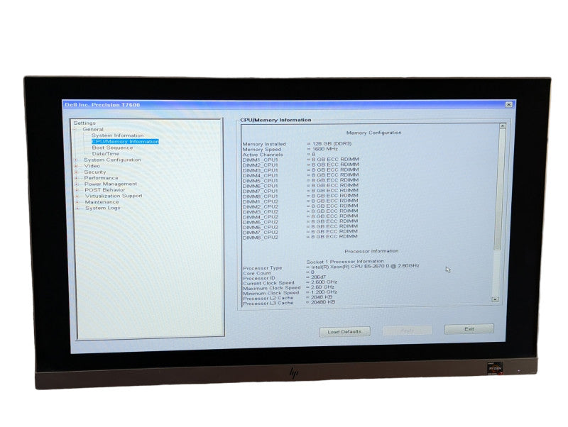DELL Precision T7600 2x Intel Xeon E5-2670 0 @ 2.60Ghz 128GB RAM H310 RAID  -
