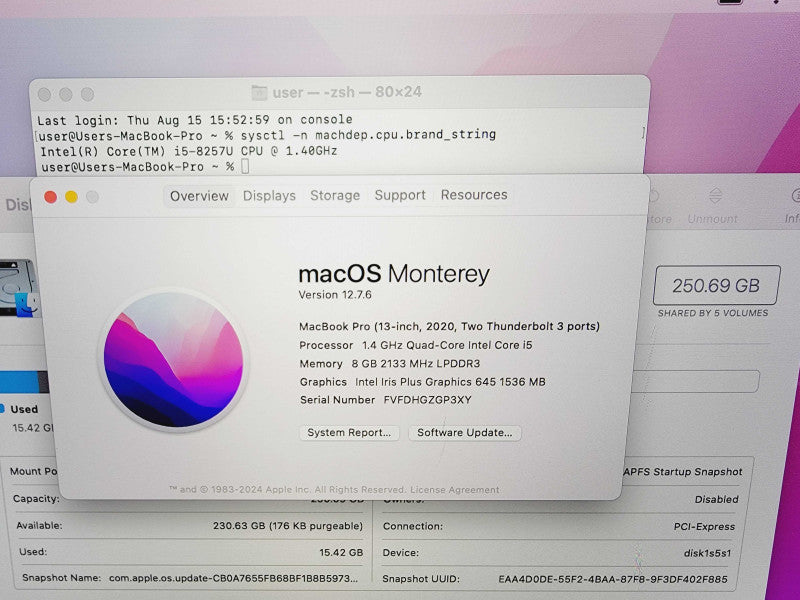 Apple Macbook Pro 2020 13" 4-Core i5-8257U @ 1.4GHz 8GB DDR3 256GB SSD (