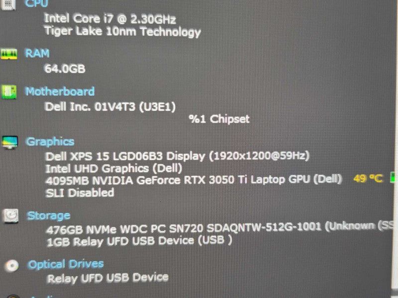 Dell XPS 15 9510| i7-11800H| 64GB DDR4| RTX 3050 Ti| 512GB NVMe β Lap200