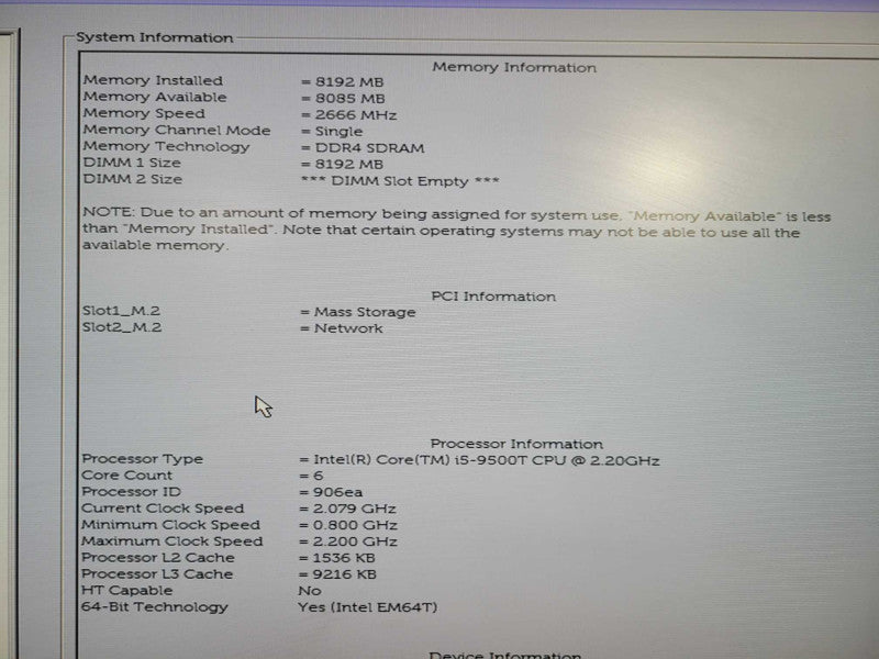 Dell OptiPlex 3070 USFF | i5-9500T @ 2.20GHz 8GB DDR4, 512GB NVMe !