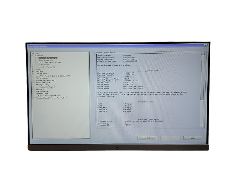 Dell Precision 3440 SFF Intel Xeon W - 1250 CPU @  3.30GHz 16GB DDR4 Ram θ