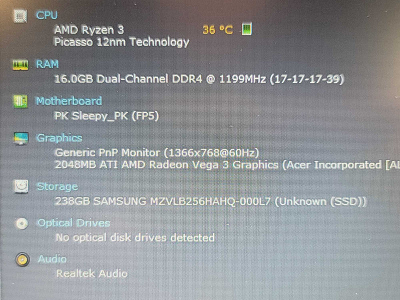 Acer Aspire 3| Ryzen 3 3200U| 16GB DDR4| 256GB SSD READ β BudLap