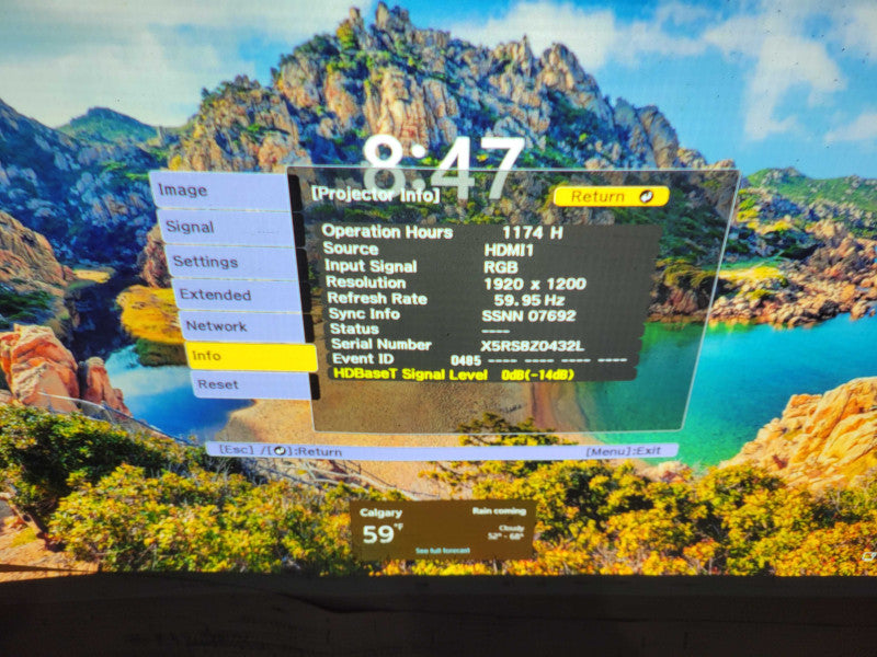 Epson PowerLite L610U Wireless WUXGA 3LCD Laser Projector, 1145 Hrs !