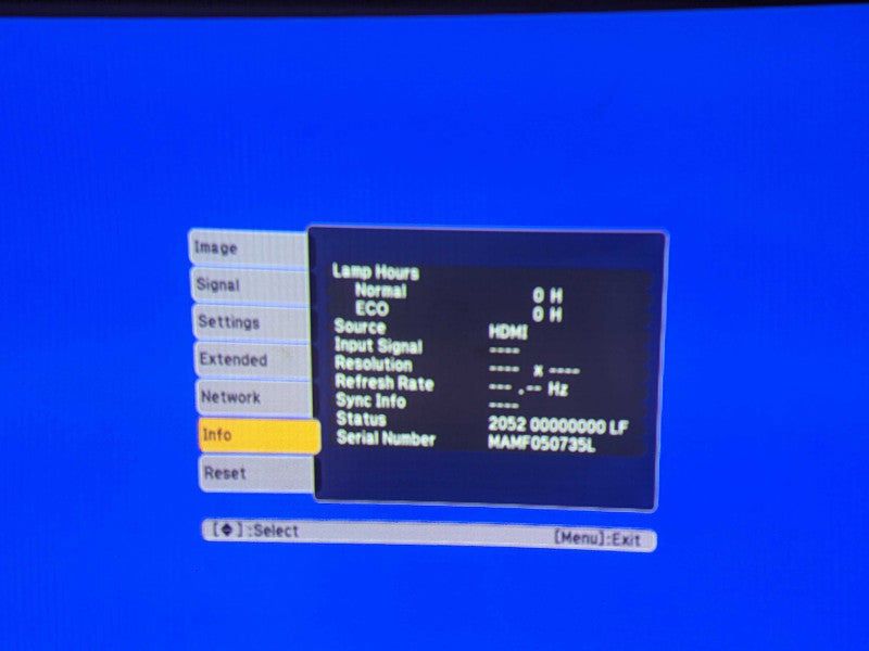 Epson PowerLite 1925W WXGA 3LCD 4000 Lumens Projector, Lamp Hour: 0Hr