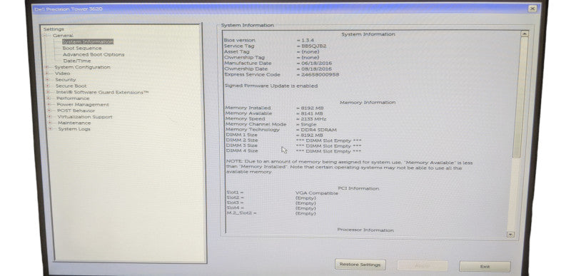Dell Precision T3620 | Xeon E3-1270 v5 | 8GB DDR4 | No HDD | No GPU