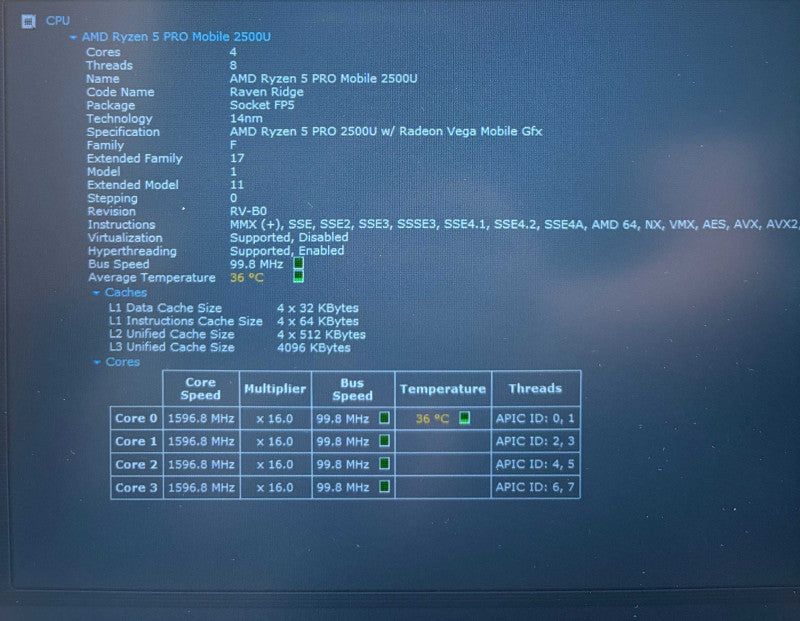 Dell Latitude 5495 AMD Ryzen 5 PRO 2500U Radeon Vega8 2GB GPU 16GB RAM 256SSD Q Lap200