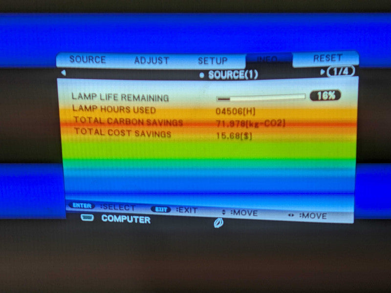 NEC M282X DLP PROJECTOR, LAMP HOUR: 4506Hrs