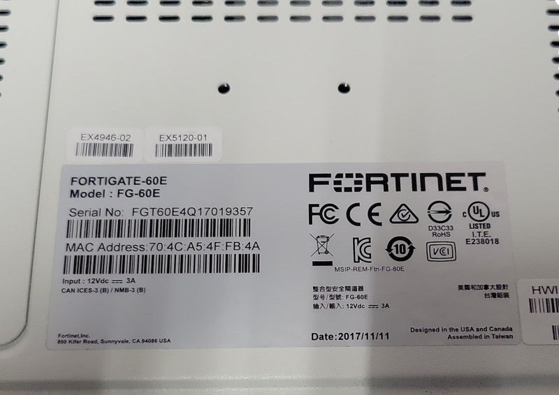 Fortinet Fortigate-60E Network Security Firewall appliance FG-60E, READ Q_