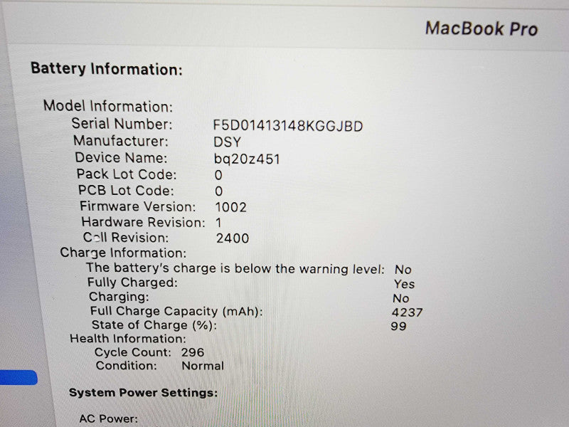 Apple Macbook Pro 2020 13" 4-Core i5-8257U @ 1.4GHz 8GB DDR3 256GB SSD (
