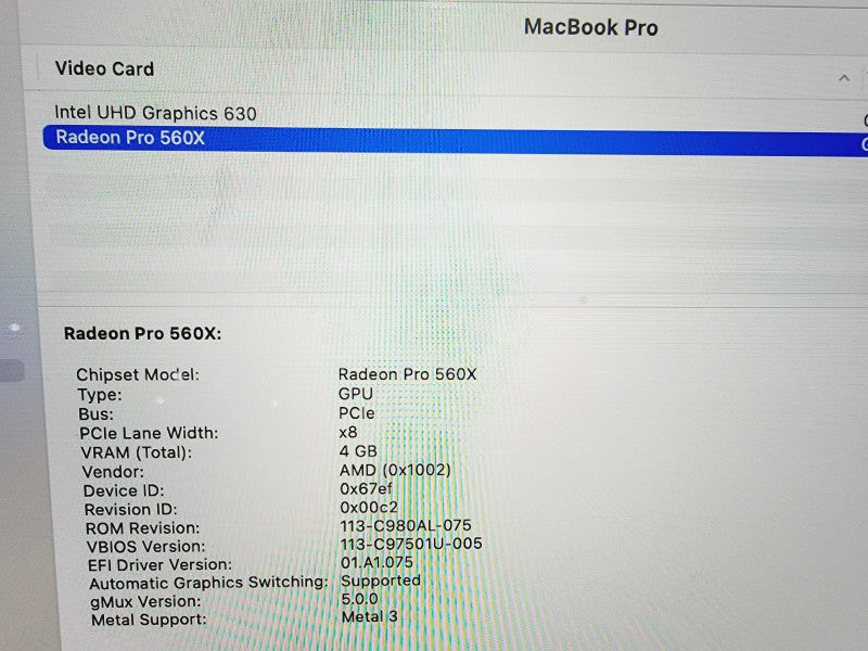 Apple Macbook Pro 2018 15" 6-Core i7-8850H @ 2.6GHz 16GB DDR4 512GB SSD (