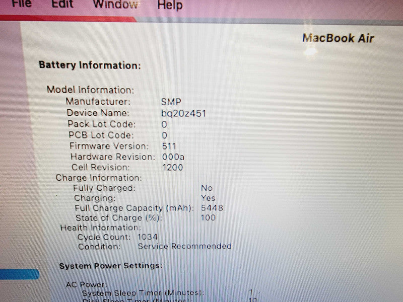 Apple Macbook Air 2015 13" 2-Core i7-5650U @ 2.2GHz 8GB DDR3 256GB SSD (