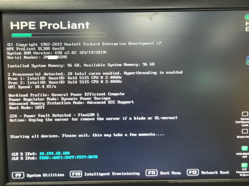 HP DL380 Gen10 2U, 2x Xeon Gold 5115 2.40GHz 10C, 96GB DDR4, 6x 1.2TB,  P408i _