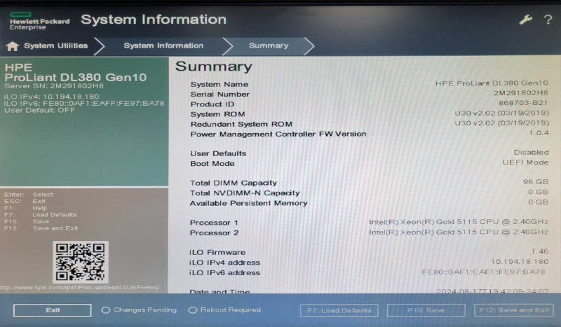 HP DL380 Gen10 2U, 2x Xeon Gold 5115 2.40GHz 10C, 96GB DDR4, 6x 1.2TB,  P408i _