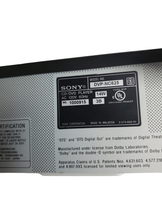 Sony DVP-NC625 5 DVD CD Compact Disc Changer / Player