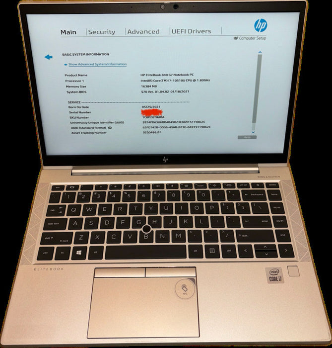 HP EliteBook 840 G7 Intel Core i7-10510U@1.8GHz  16GB RAM No SSD READ Q Lap200