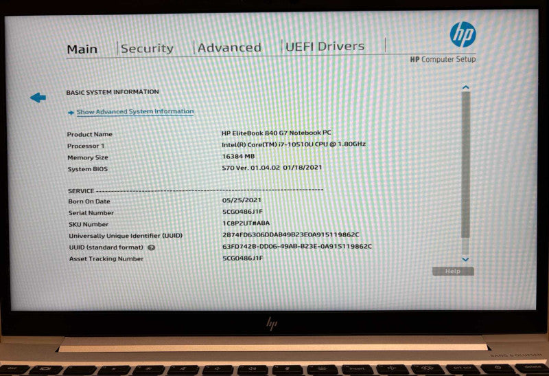 HP EliteBook 840 G7 Intel Core i7-10510U@1.8GHz  16GB RAM No SSD READ Q Lap200