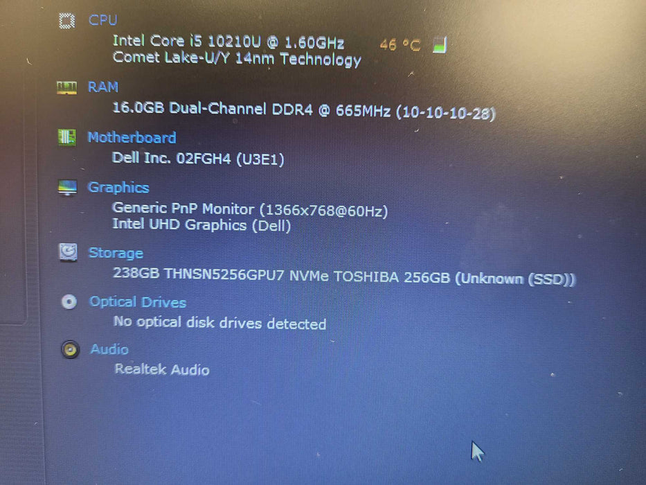 Dell Latitude 5410 Intel Core i5-10210U @1.60GHz, 16GB DDR4 256GB NVMe READ Q$ Lap200