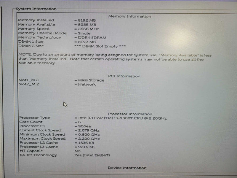 Dell OptiPlex 3070 USFF | i5-9500T @ 2.20GHz 8GB DDR4, 512GB NVMe !