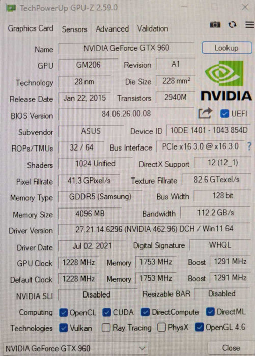 Asus Nvidia Geforce GTX 960 DC2OC 4Gb GDDR5 Graphics card _