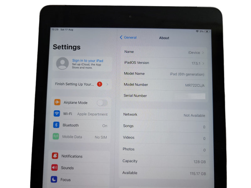 Apple iPad 6th Gen - 128GB - Space gray (*