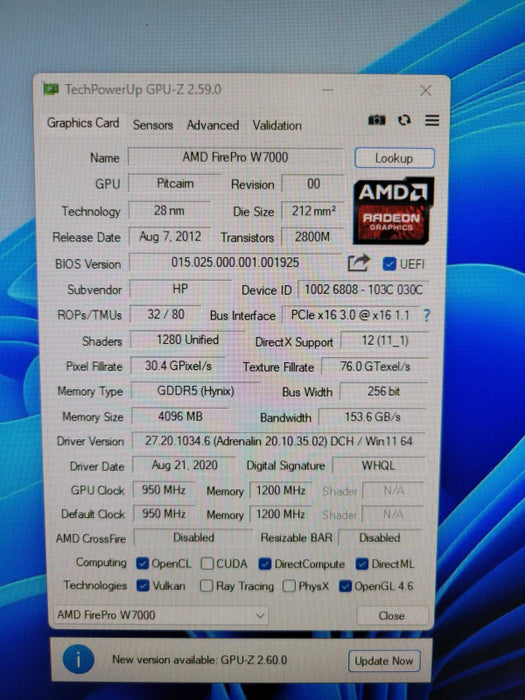 AMD FIREPRO W7000 4GB PCIE %