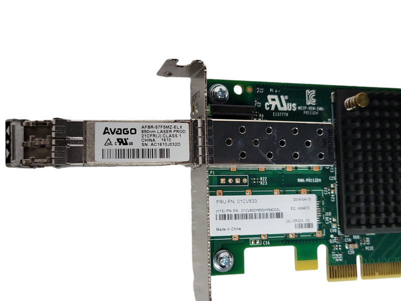 Lenovo Emulex 01CV833 Single Port 16Gb FC HBA w/ 1x AVAGO AFBR-57F5MZ, LP _