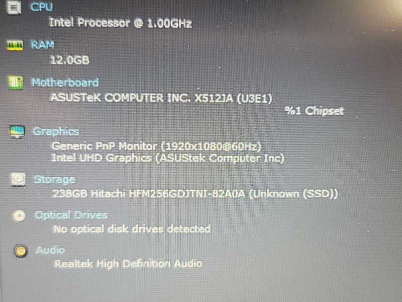Asus VivoBook X512J| i5-1035G7 | 12GB DDR4| 256GB SSD  Qβ Lap200