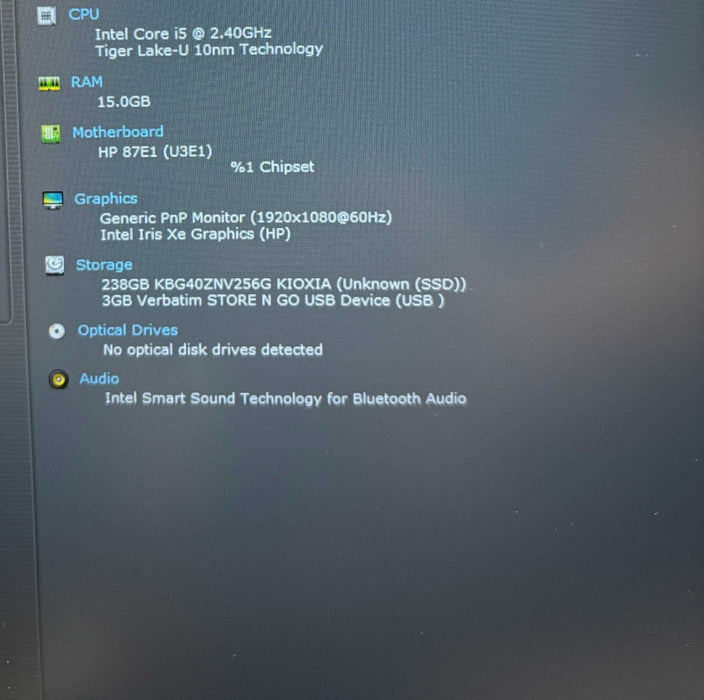 HP ProBook 450 G8 Intel Core i5-1135G7@2.4GHz 16GB RAM 256GB SSD  Lap200