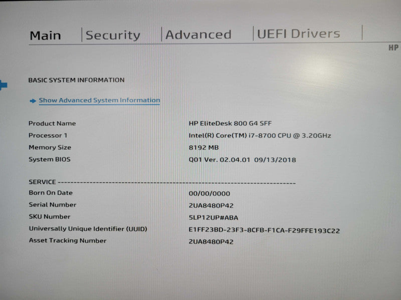 HP EliteDesk 800 G4 SFF, i7-8700 3.20GHz 6C, 8GB DDR4, 512GB NVMe !