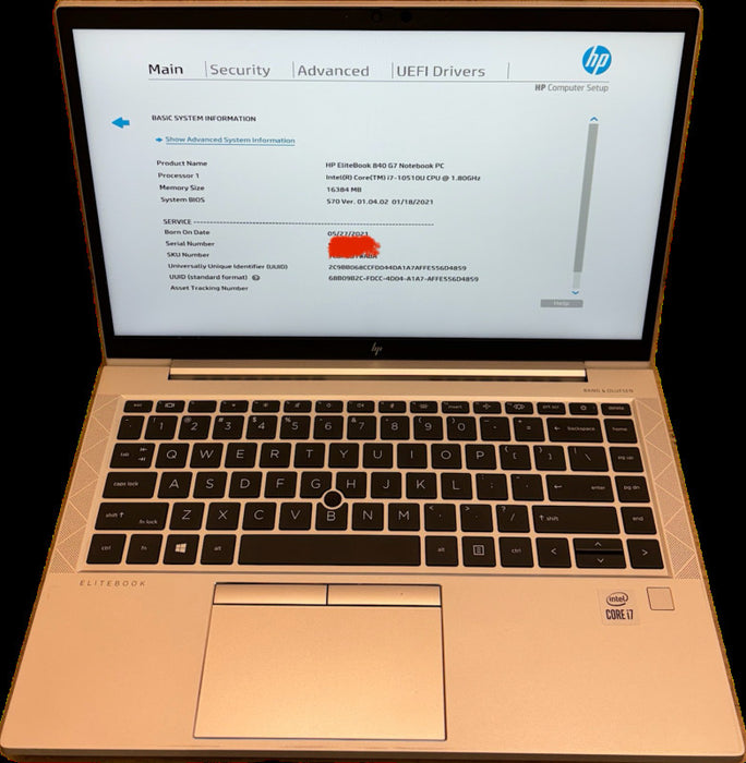 HP EliteBook 840 G7 Intel Core i7-10510U@1.80GHz 16GB RAM 256GB SSD READ Q Lap200