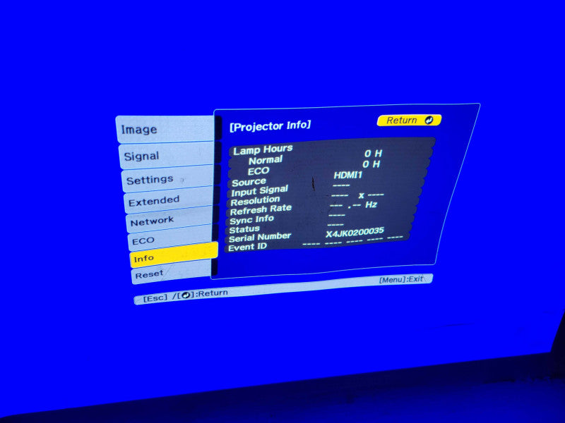 Epson PowerLite 1286 Wireless 3LCD Projector 3600 Lumen WUXGA 0 Lamp Hours !