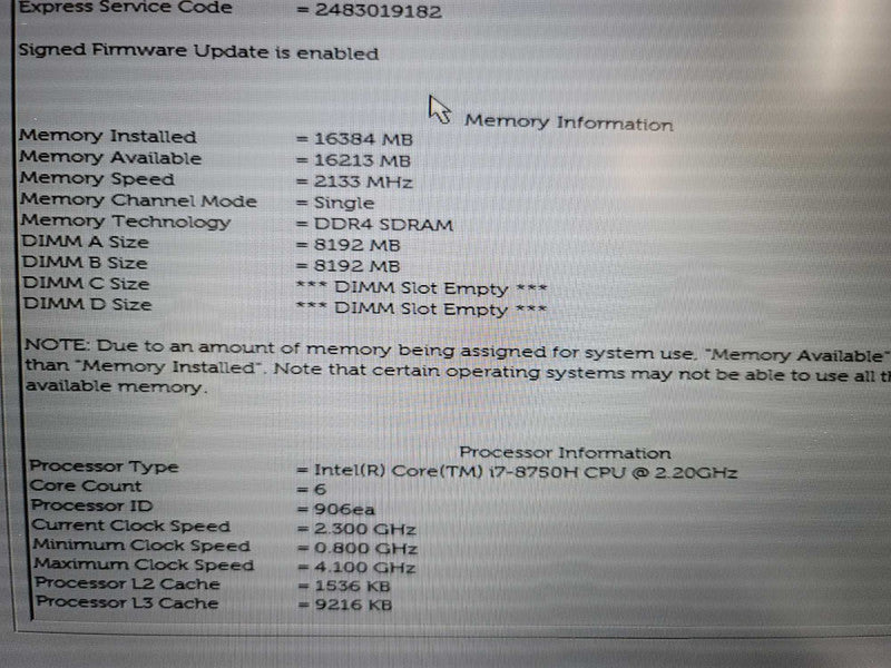 Dell Precision 7730| i7-8750H| 16GB DDR4| NO SSD|  BAD GPU | PARTS/REPAIR  β Lap200
