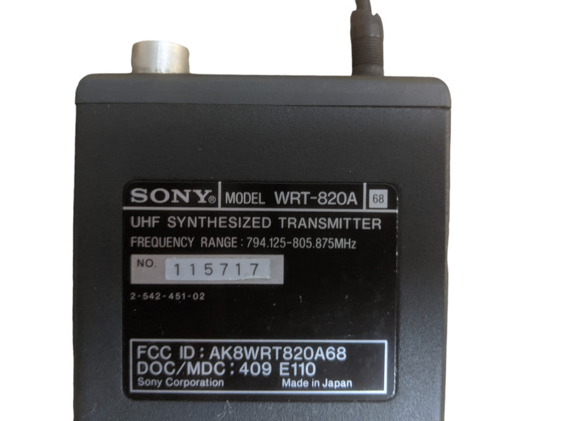 Sony WRT-820A UHF Synthesized Transmitter with Belt Clip | *READ* Q