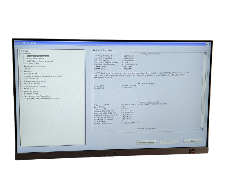 DELL OptiPlex 3090 Micro Intel Core i3-10105T @ 3.00Ghz 16GB RAM & 256GB NVMe -